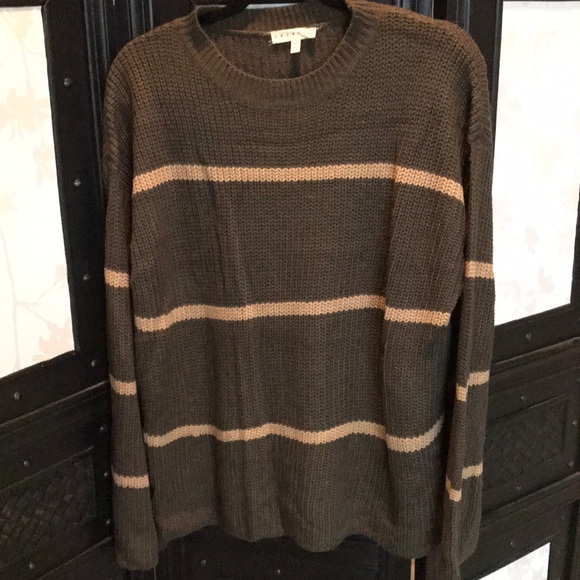 Promesa Sweaters - Olive Green and Khaki Striped Sweater